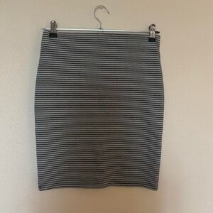 LOFT Black and White Striped Pencil Skirt